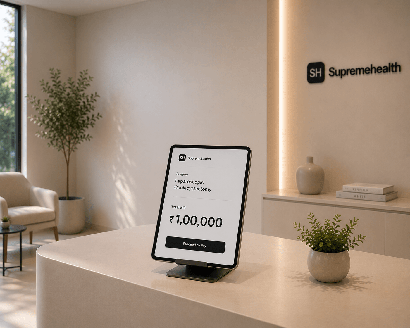 Tablet showing the exact surgery price upfront